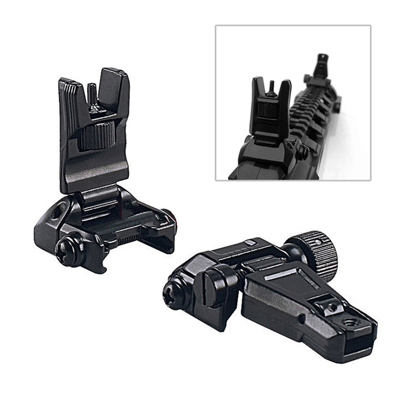 Ensemble de fer de visée avant et arrière rabattable en métal, profil bas, Transition rapide, fusil tactique Ar15 noir