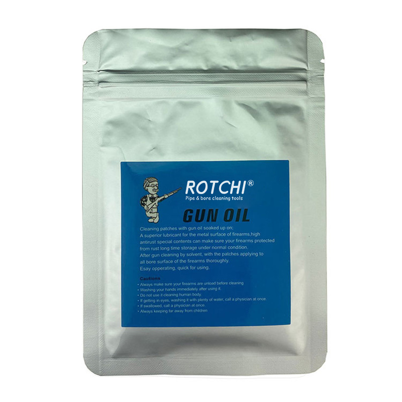 Patchs de nettoyage pour pistolet à absorption d'huile emballés par Opp