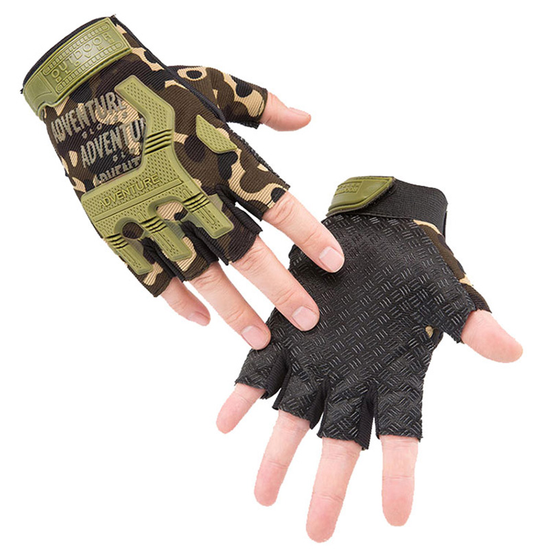 Gants de Sport de chasse de Camouflage en plein air, antidérapants, absorbant les chocs, pour vélo, cyclisme, demi-doigt