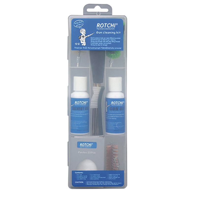 Kit de nettoyage pour pistolet à air comprimé, boîte transparente, avec bouteille d'huile